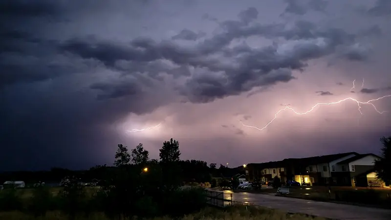 Lightning striking on the outskirts of Spearfish, SD