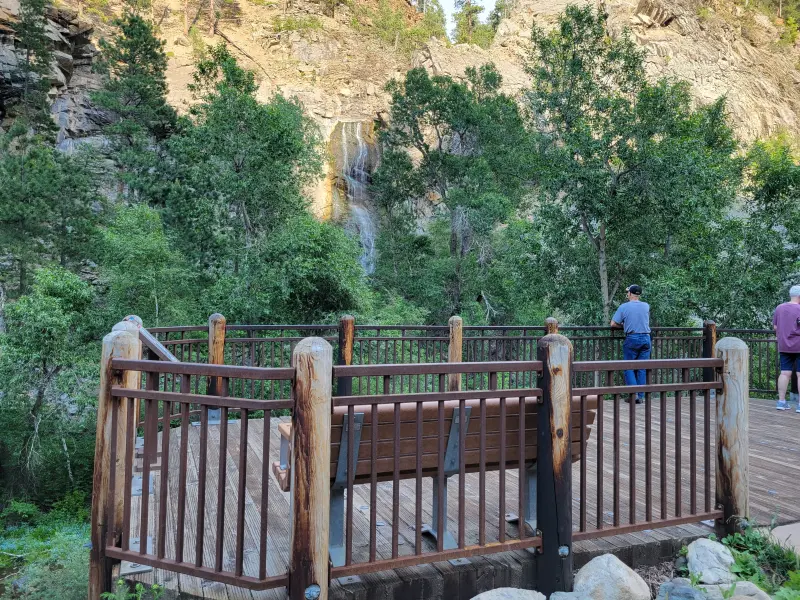 Bridal Veil Falls viewing area with the falls in the background