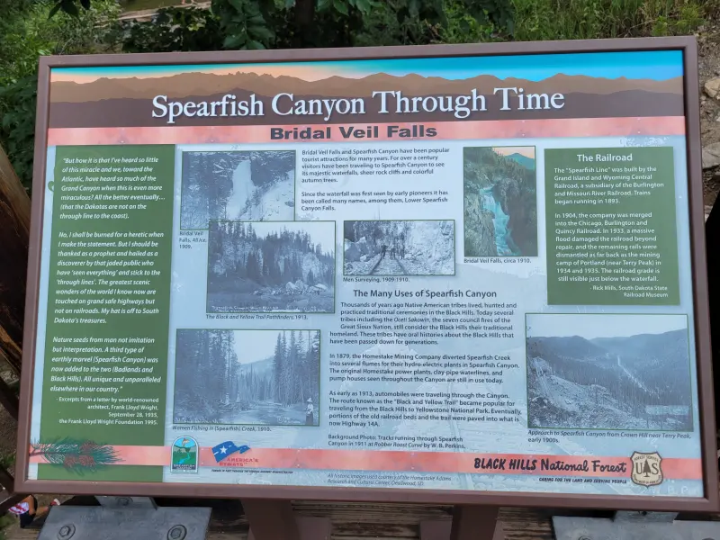 Closeup of the Bridal Veil Falls information plaque